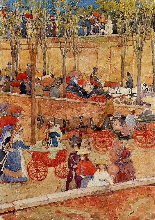 Afternoon, Pincian Hill, vintage artwork by Maurice Prendergast, 12x8" (A4) Poster