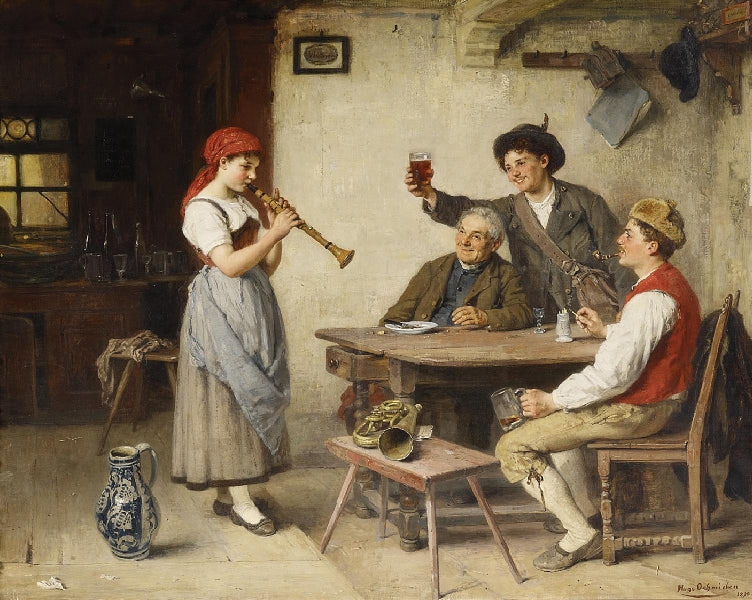 The Clarinet Player, vintage artwork by Hugo Oehmichen, 12x8" (A4) Poster
