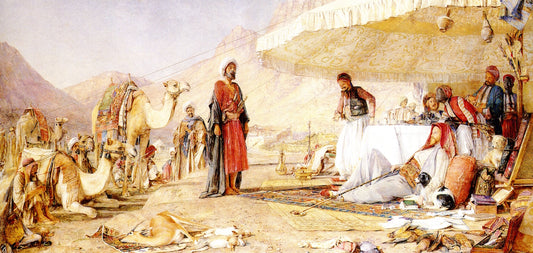 A Frank Encampment in the Desert of Mount Sinai, 1842,the Convent of Saint Catherine in the Distance, vintage artwork by John Frederick Lewis, RA, A3 (16x12") Poster Print