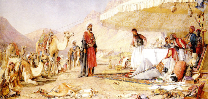 A Frank Encampment in the Desert of Mount Sinai, 1842,the Convent of Saint Catherine in the Distance, vintage artwork by John Frederick Lewis, RA, A3 (16x12