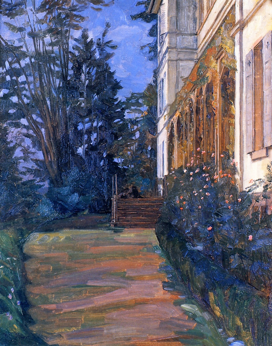 Staircase at Hemsbach Castle, vintage artwork by Wilhelm Trübner, 12x8" (A4) Poster