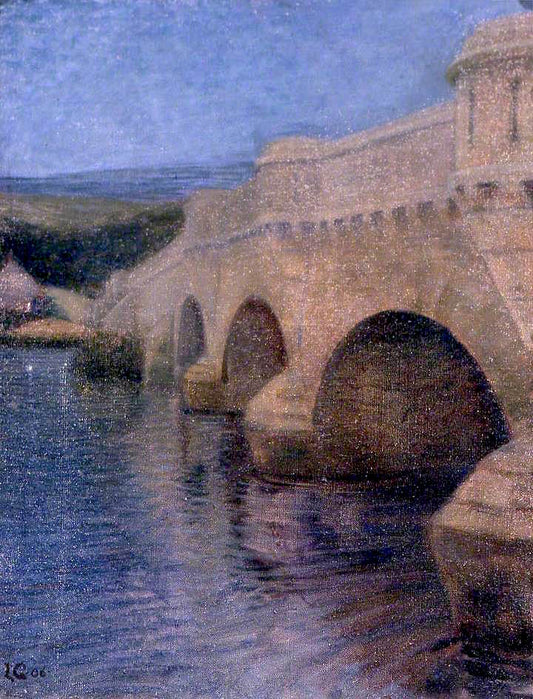 Houghton Bridge, West Sussex, vintage artwork by Louis Ginett, 12x8" (A4) Poster