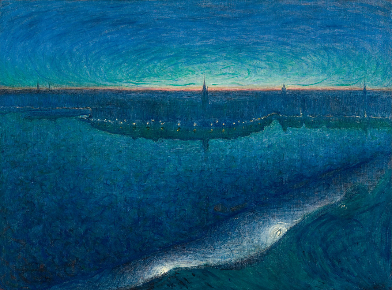Dawn over Riddarfjärden, vintage artwork by Eugene Jansson, 12x8" (A4) Poster