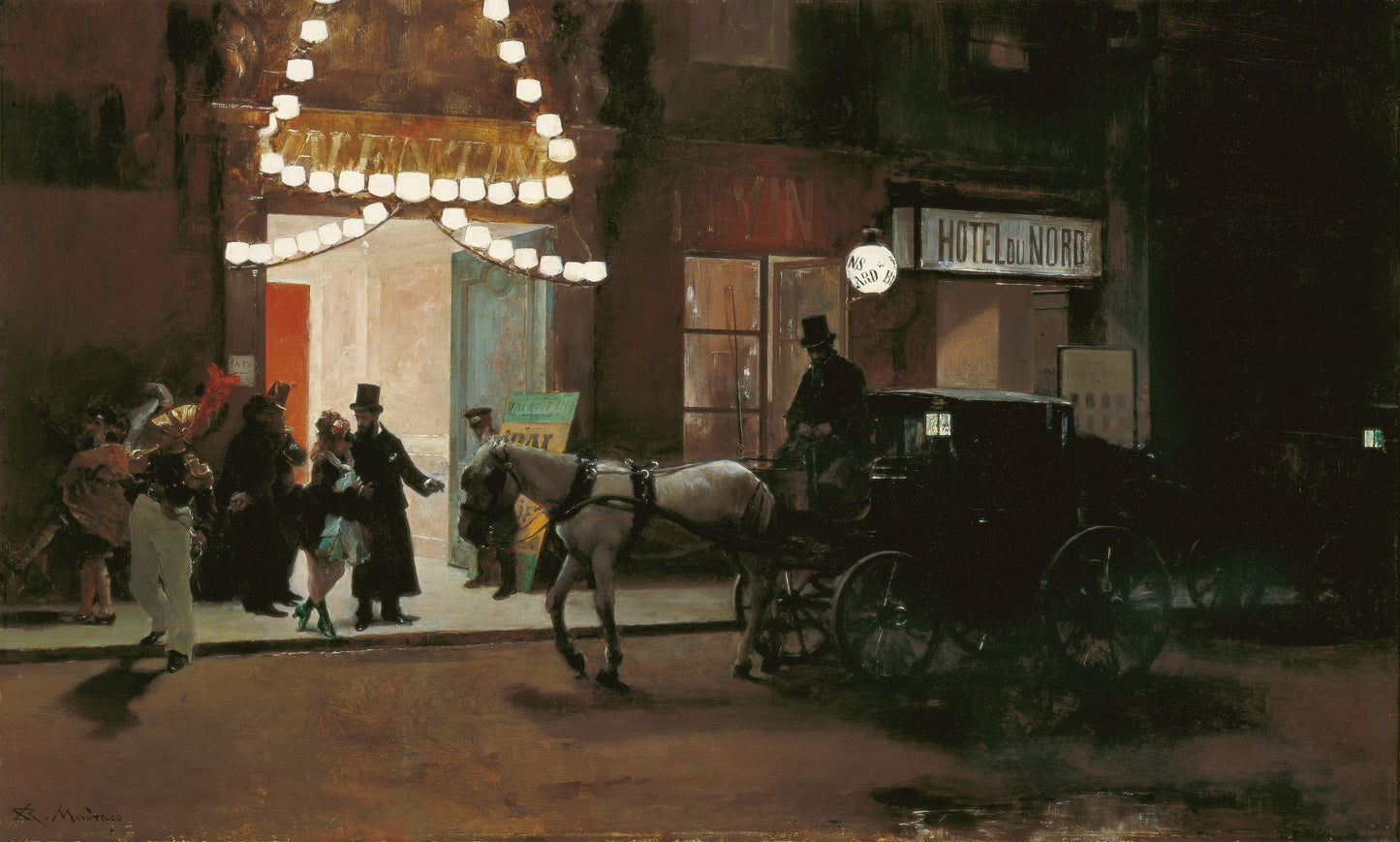 Going out of the masquerade, vintage artwork by Raimundo de Madrazo y Garreta, 12x8" (A4) Poster