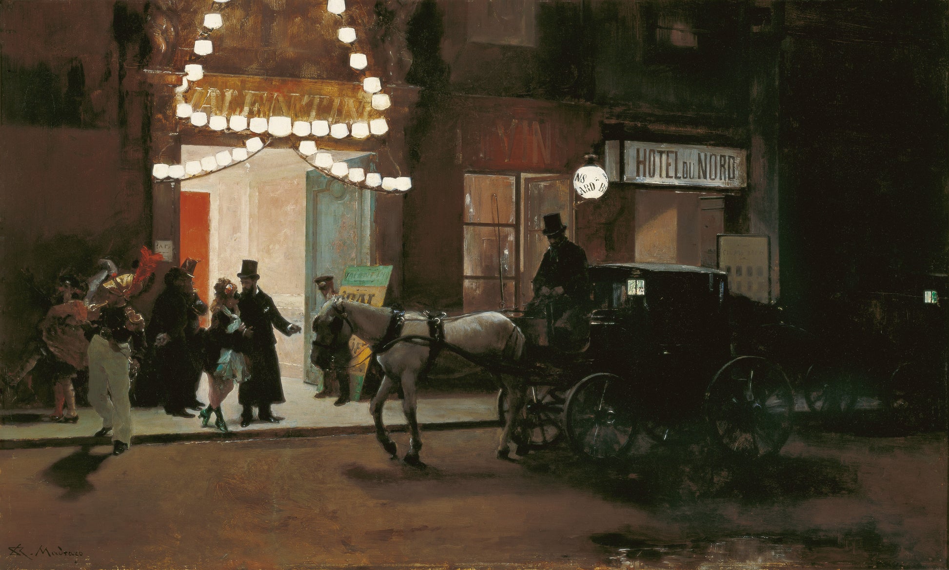 Going out of the masquerade, vintage artwork by Raimundo de Madrazo y Garreta, 12x8" (A4) Poster