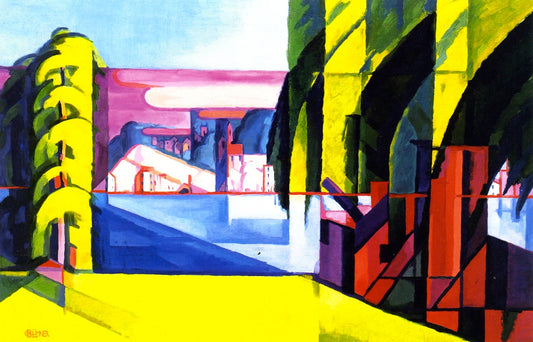 Perth Amboy (Tottenville), vintage artwork by Oscar Bluemner, 12x8" (A4) Poster