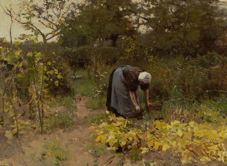 In the Vegetable Garden, vintage artwork by Anton Mauve, 12x8" (A4) Poster