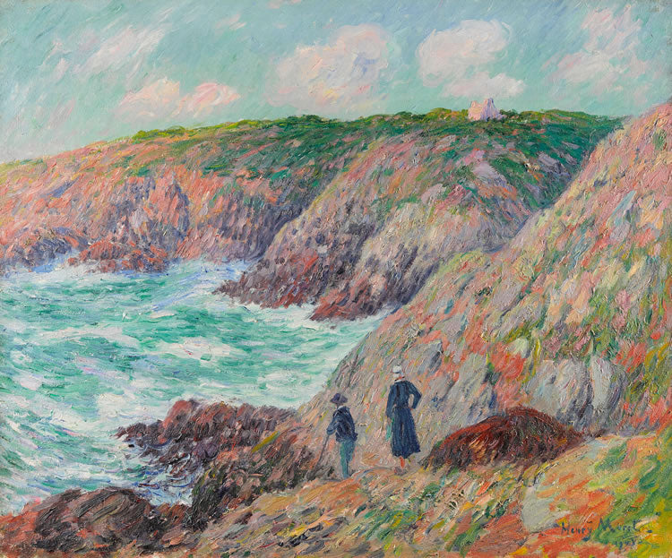 Cliffs of Moellan, Finistere, vintage artwork by Henry Moret, 12x8" (A4) Poster