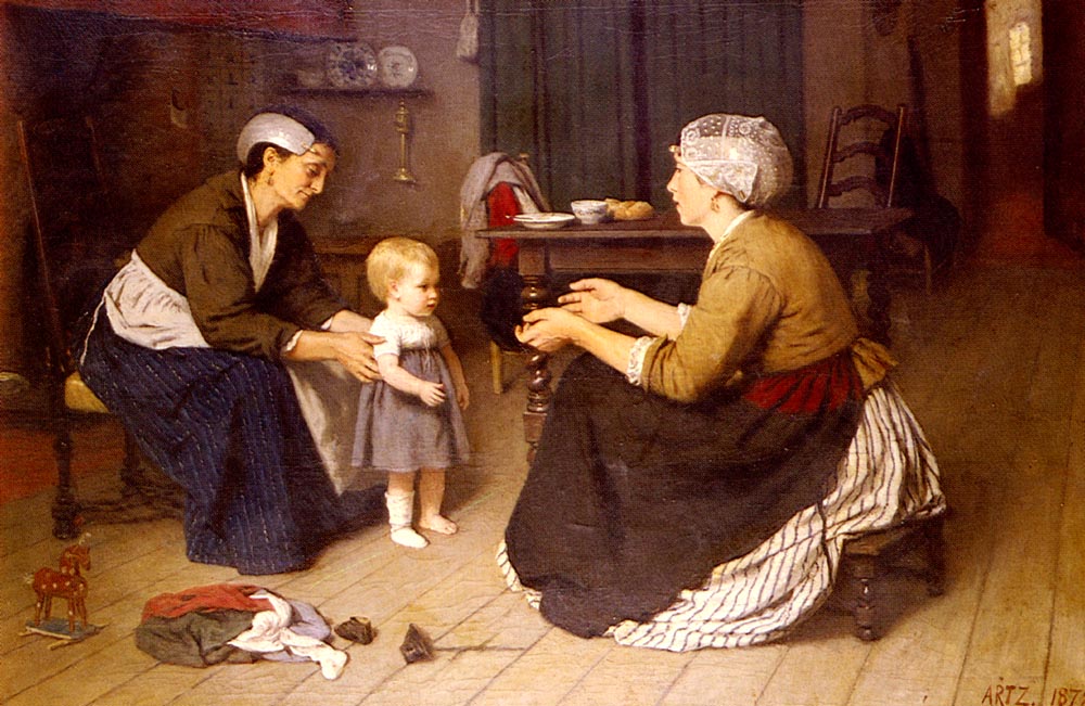 The First Step, vintage artwork by David Adolph Artz, 12x8" (A4) Poster
