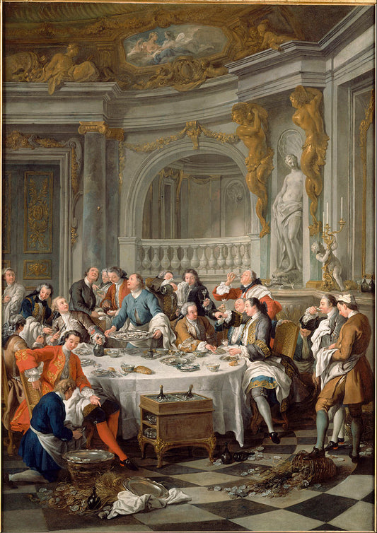 Le dejeuner d'huitres (The Lunch of Oysters), vintage artwork by Jean-François de Troy, 12x8" (A4) Poster