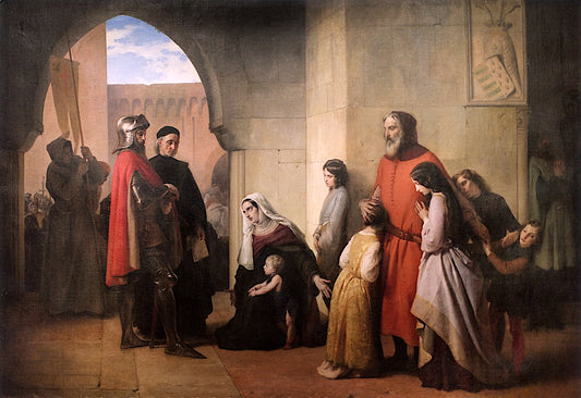 Alberico da Romano, Brother of Ezzelino, Prisoner with His Family to the Marquis d'Este..., vintage artwork by Francesco Paolo Hayez, A3 (16x12") Poster Print