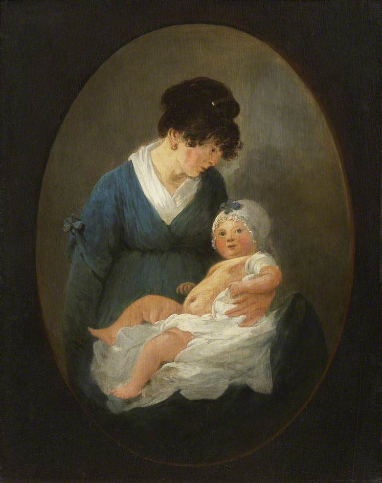 The Artist's Wife and Child, vintage artwork by Julius Caesar Ibbetson, 12x8" (A4) Poster