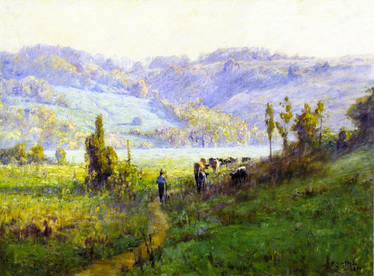 In the Whitewater Valley near Metamora, vintage artwork by Theodore Clement Steele, 12x8" (A4) Poster