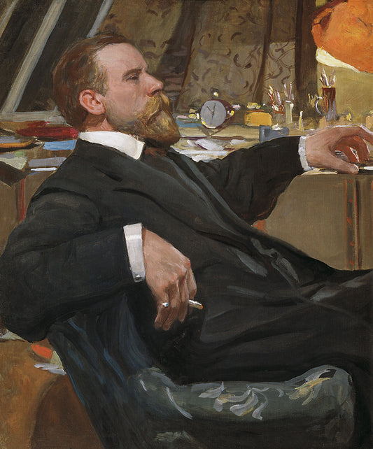 Portrait of Ivan Goryushkin-Sorokopudov, vintage artwork by Alexander Ivanovich Vahrameev, 12x8" (A4) Poster