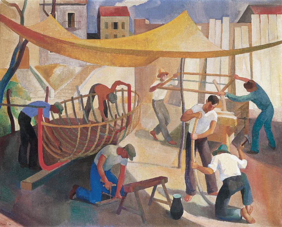 Workers, vintage artwork by Karoly Patko, 12x8" (A4) Poster