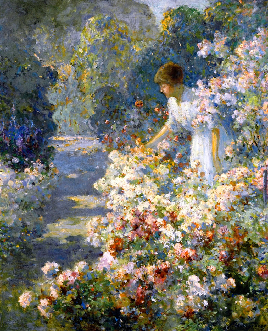 Morning in the Garden, vintage artwork by Abbott Fuller Graves, 12x8" (A4) Poster