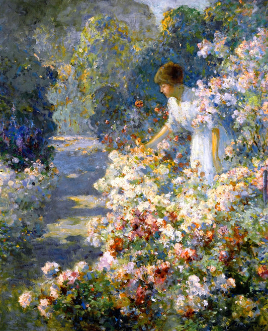 Morning in the Garden, vintage artwork by Abbott Fuller Graves, 12x8" (A4) Poster