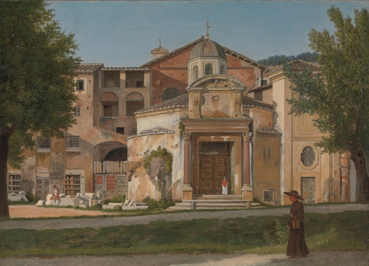 A Section of the Via Sacra, Rome (The Church of Saints Cosmas and Damian), vintage artwork by Christoffer Wilhelm Eckersberg, 12x8" (A4) Poster