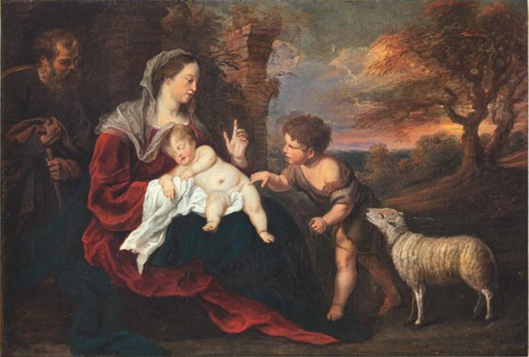 Holy Family with St John the Baptist, vintage artwork by Gerard Seghers, 12x8" (A4) Poster