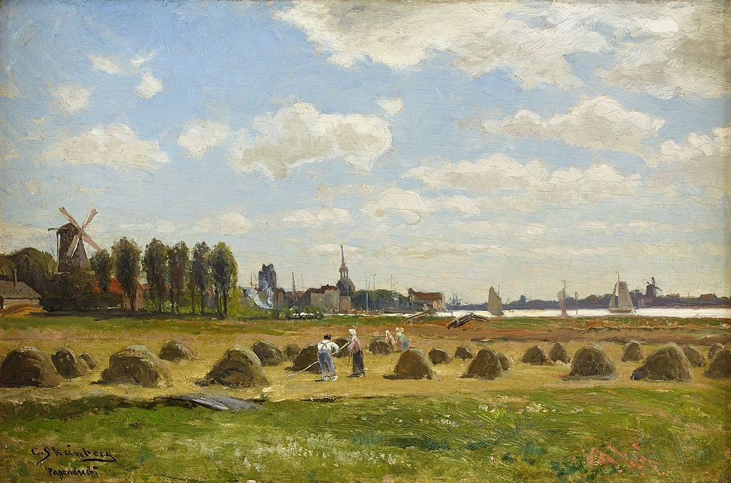 Harvest Time in Holland, vintage artwork by Carl Skanberg, 12x8" (A4) Poster
