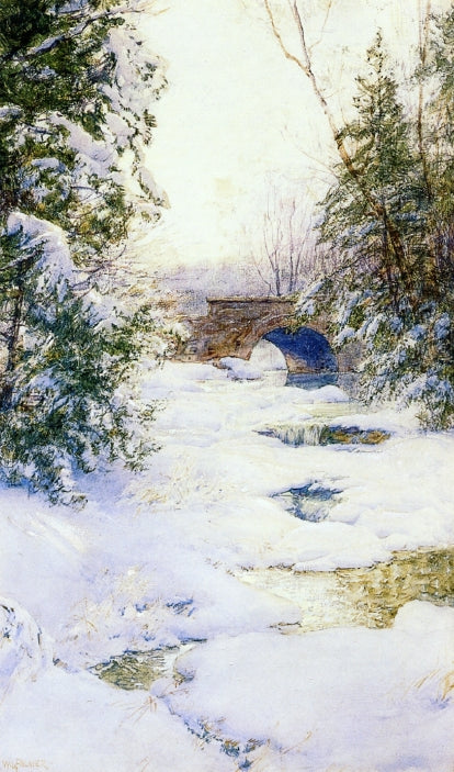 The Brook in Winter, vintage artwork by Walter Launt Palmer, 12x8" (A4) Poster