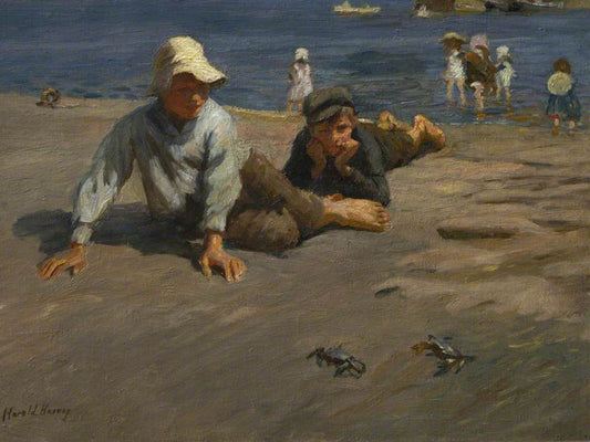 Sport on the Shore – A Crab Race, vintage artwork by Harold Charles Francis Harvey, 12x8" (A4) Poster