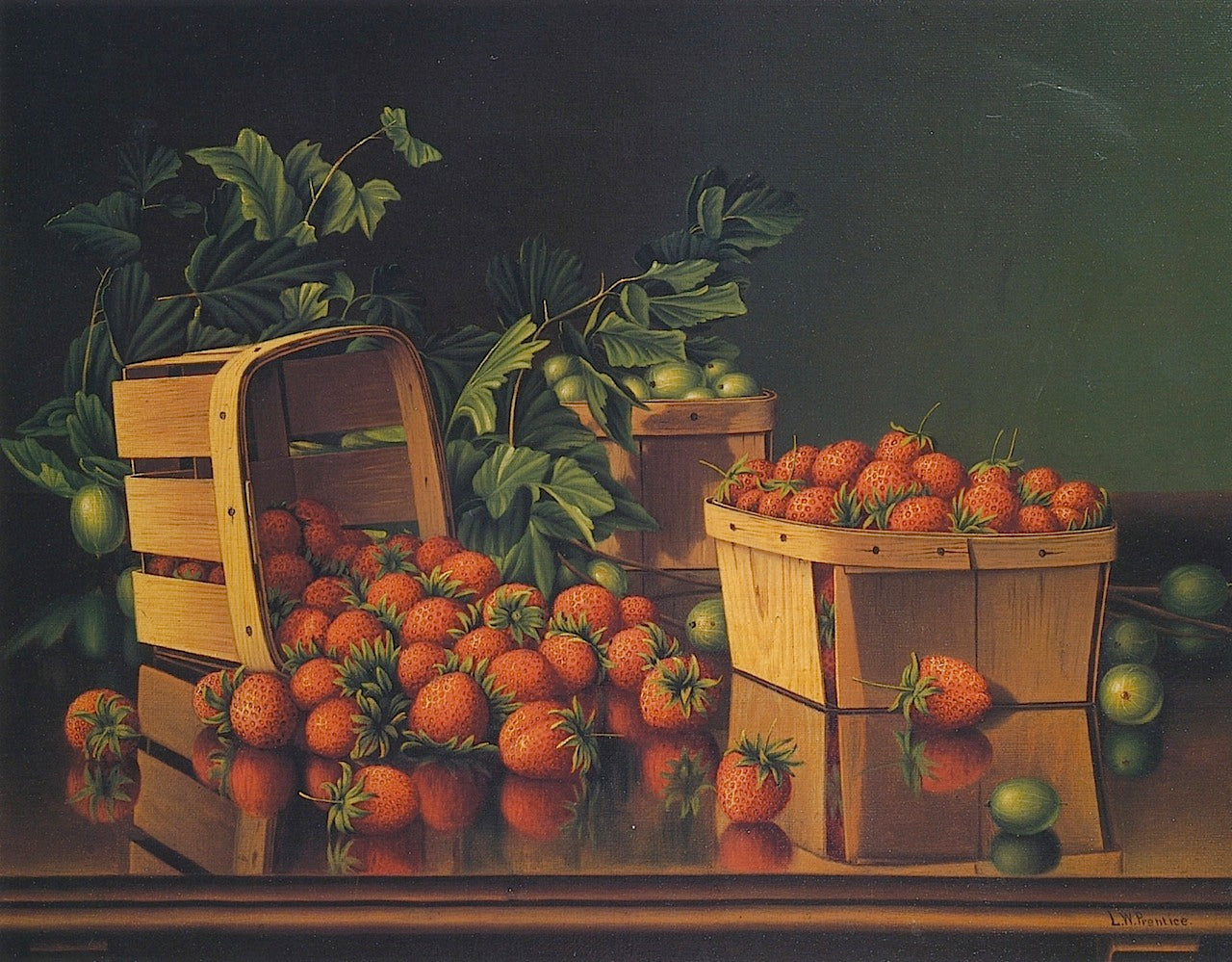 awberries and Gooseberries on a Ledge by Levi Wells Prentice,A3(16x12")Poster
