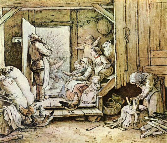 The First Snow, vintage artwork by Ludwig Richter, A3 (16x12") Poster Print