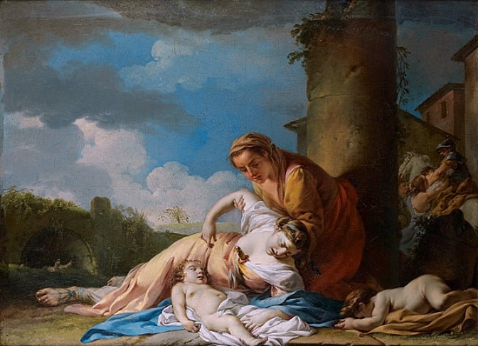 Scene from the Massacre of the Innocents, vintage artwork by Jean-Baptiste Marie Pierre, 12x8" (A4) Poster