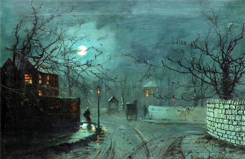 A moonlit street scene by Wilfred Jenkins,A3(16x12")Poster