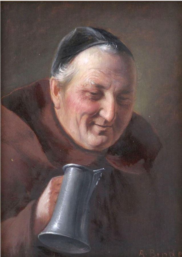 Friar With Stein, vintage artwork by Alois Binder, 12x8" (A4) Poster