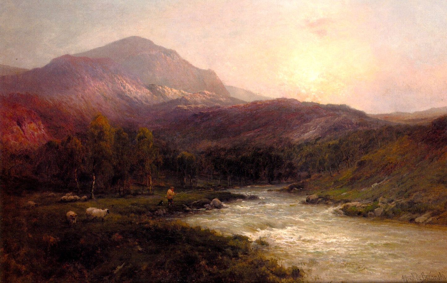 The Pass of Leney, Callander, vintage artwork by Alfred de Breanski, Sr., 12x8" (A4) Poster