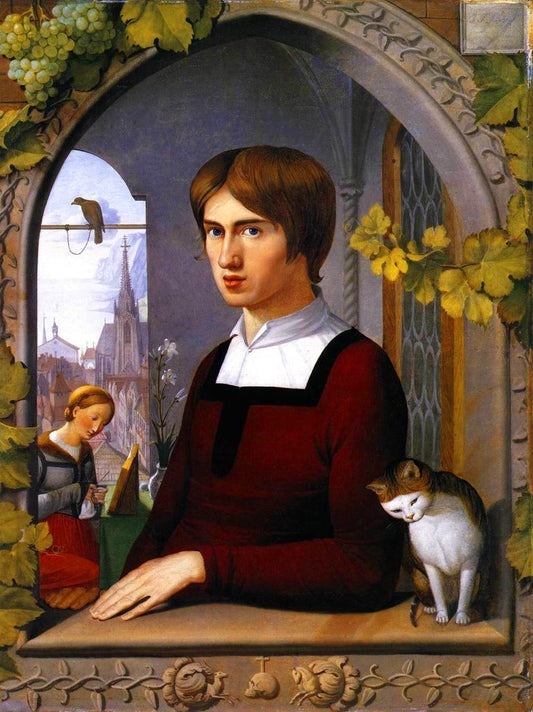 Portrait of the Painter Franz Pforr, vintage artwork by Johann Friedrich Overbeck, 12x8" (A4) Poster