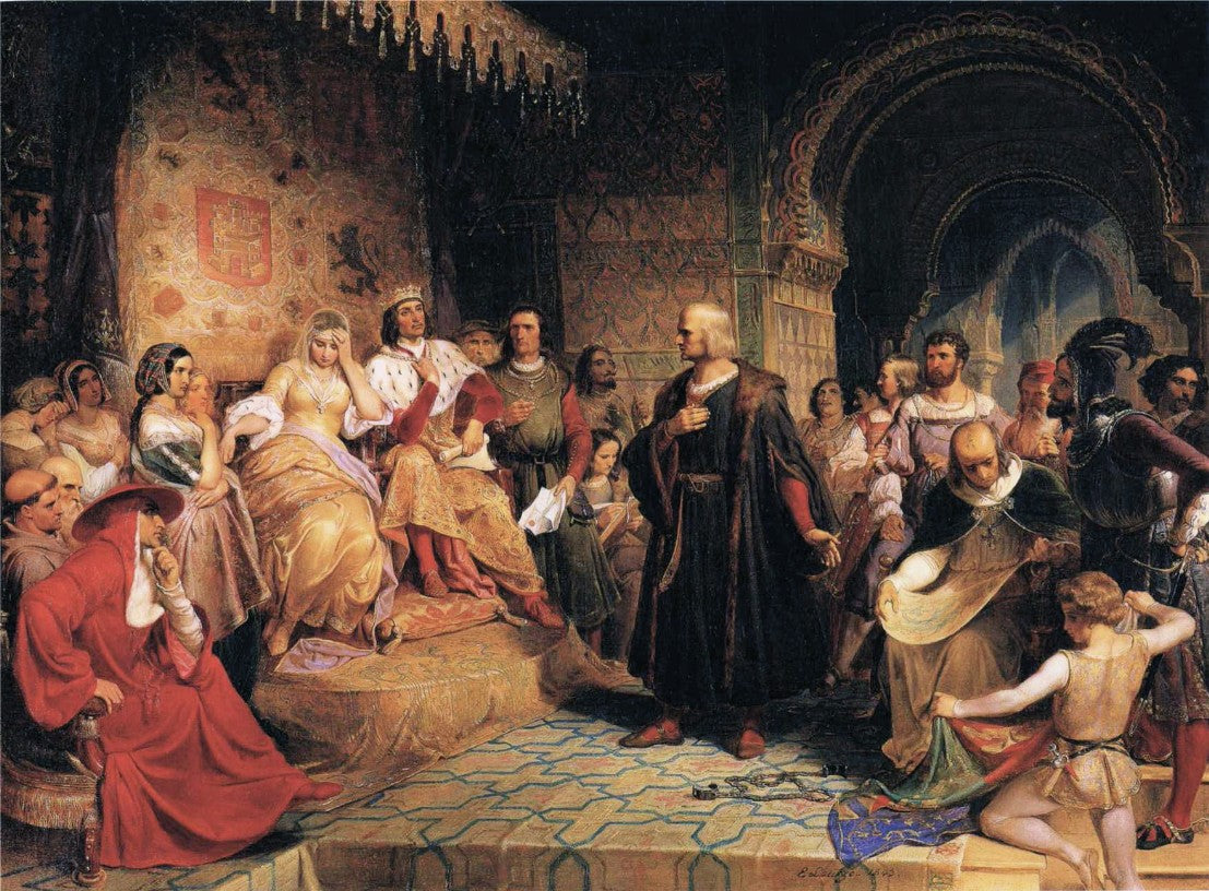 Columbus Before the Queen, vintage artwork by Emanuel Gottlieb Leutze, A3 (16x12") Poster Print