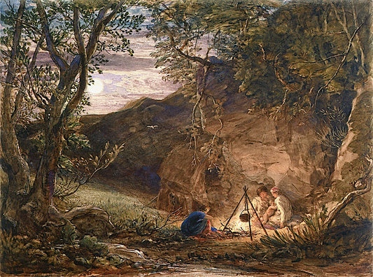 The Gypsy Encampment: Moonlight, vintage artwork by Samuel Palmer, A3 (16x12") Poster Print