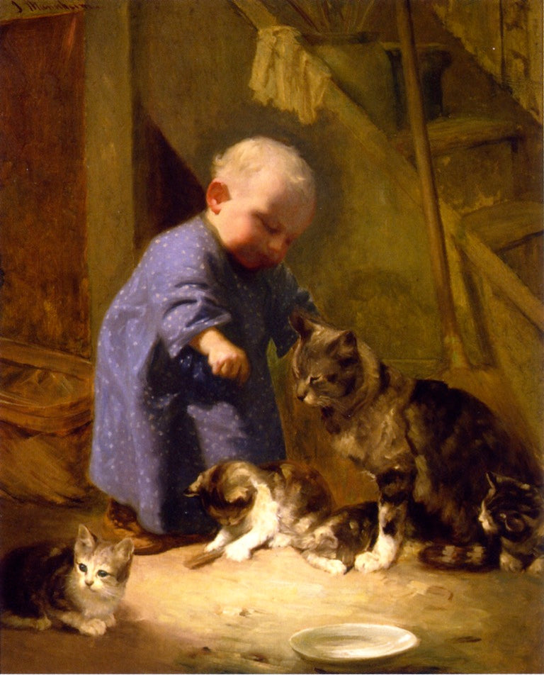 Child with Kittens by Jean Mannheim,A3(16x12")Poster