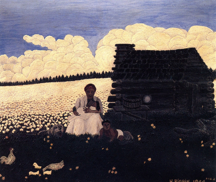 Cabin in the Cotton II, vintage artwork by Horace Pippin, 12x8