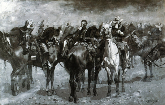 Cavalry in an Arizona Sandstorm, vintage artwork by Frederic Remington, 12x8" (A4) Poster