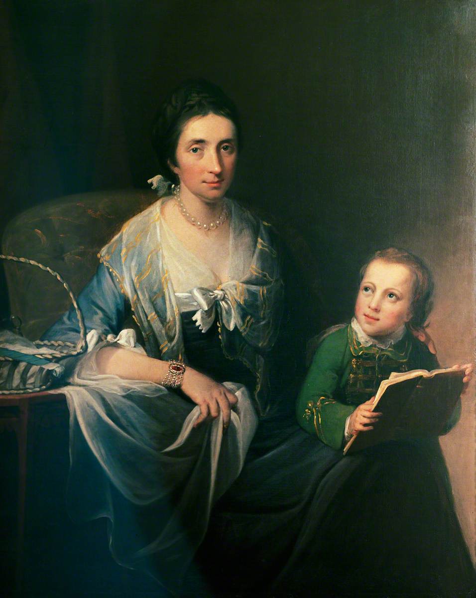 Sarah Vaughan, nee Hallowell, and Her Son Richard Vaughan, vintage artwork by Robert Edge Pine, 12x8" (A4) Poster