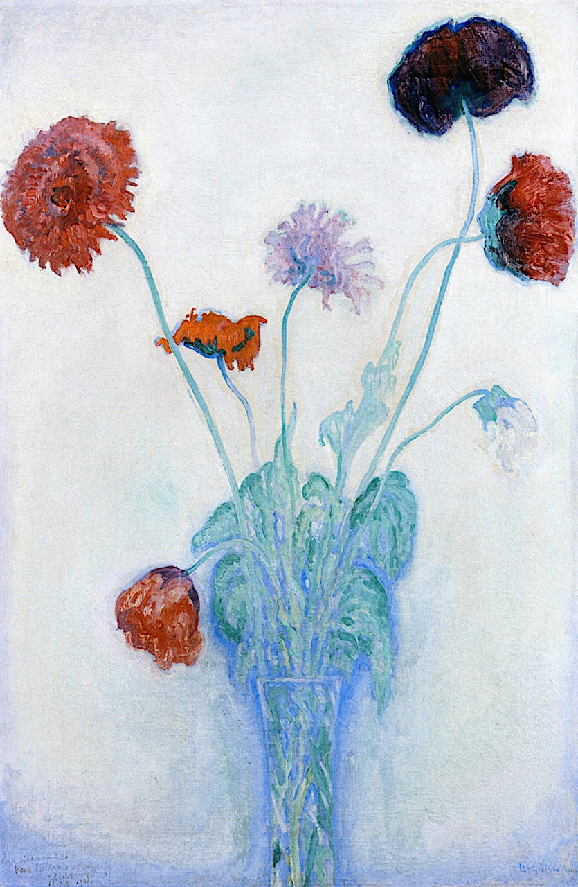 Floral Still Life with Poppies and Chrysanthemums, vintage artwork by Leo Gestel, 12x8" (A4) Poster