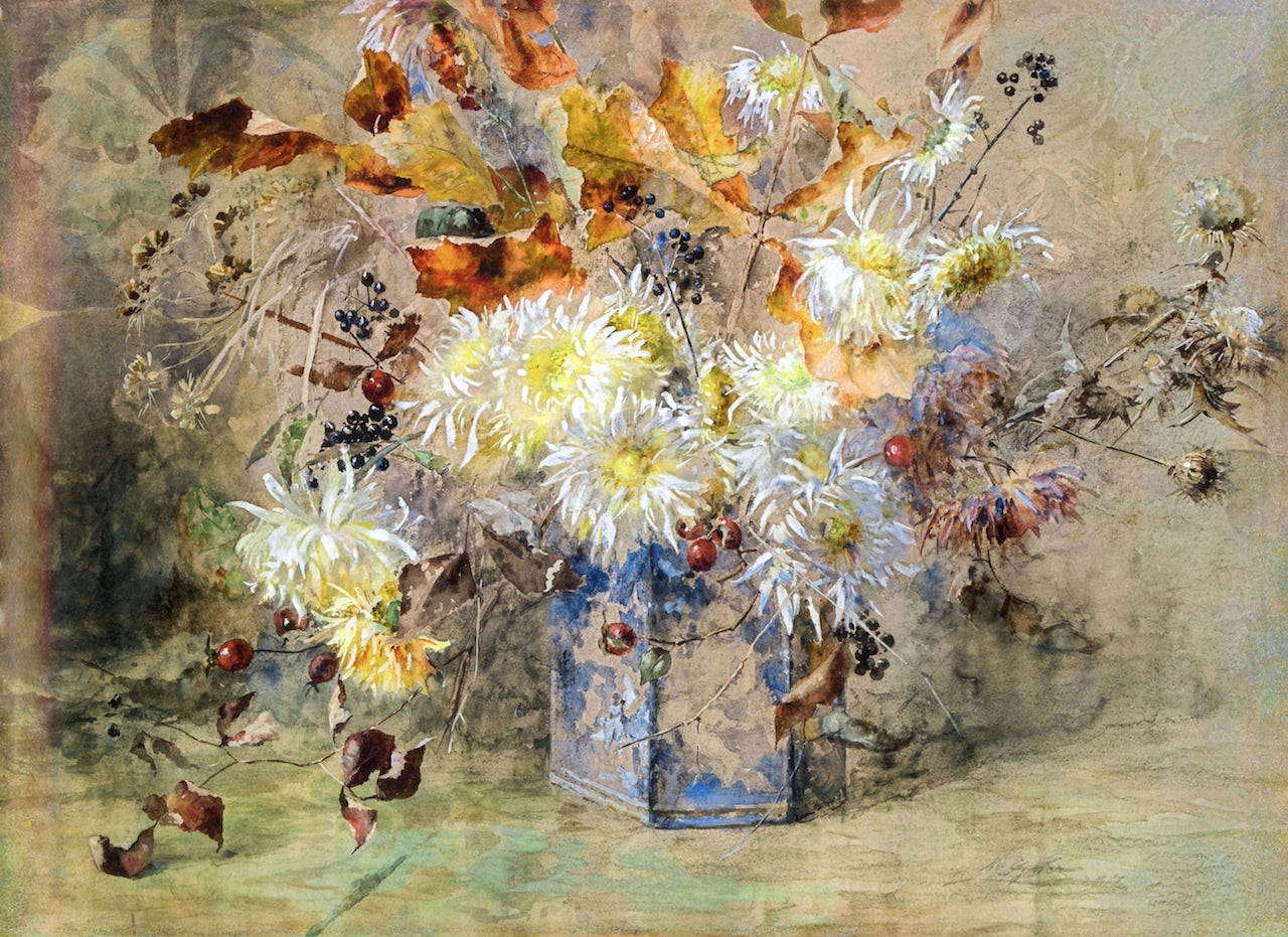 Autumn Bouquet, vintage artwork by Marie Egner, 12x8" (A4) Poster
