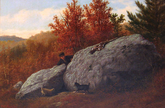 Hunting Scene in Milton, Massachusetts, vintage artwork by Thomas Hewes Hinckley, A3 (16x12") Poster Print