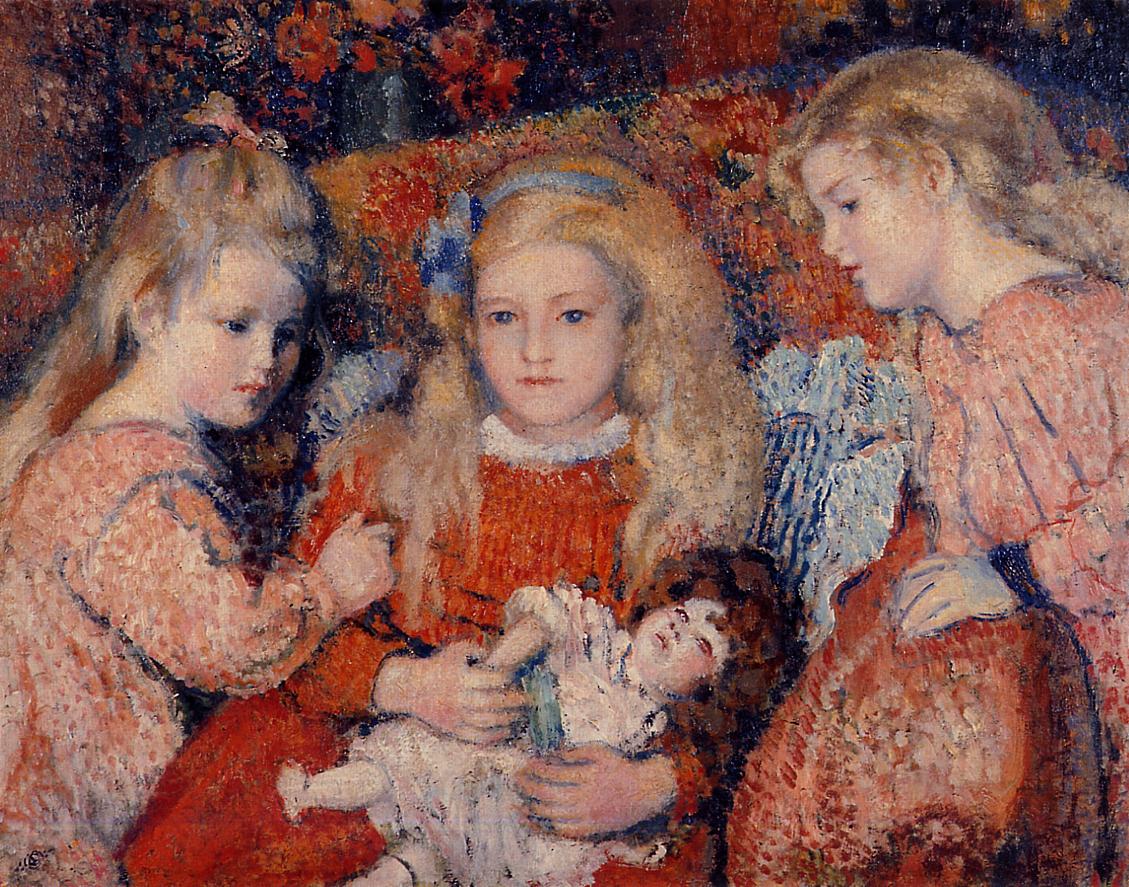 Three Little Girls, vintage artwork by Georges Lemmen, 12x8" (A4) Poster