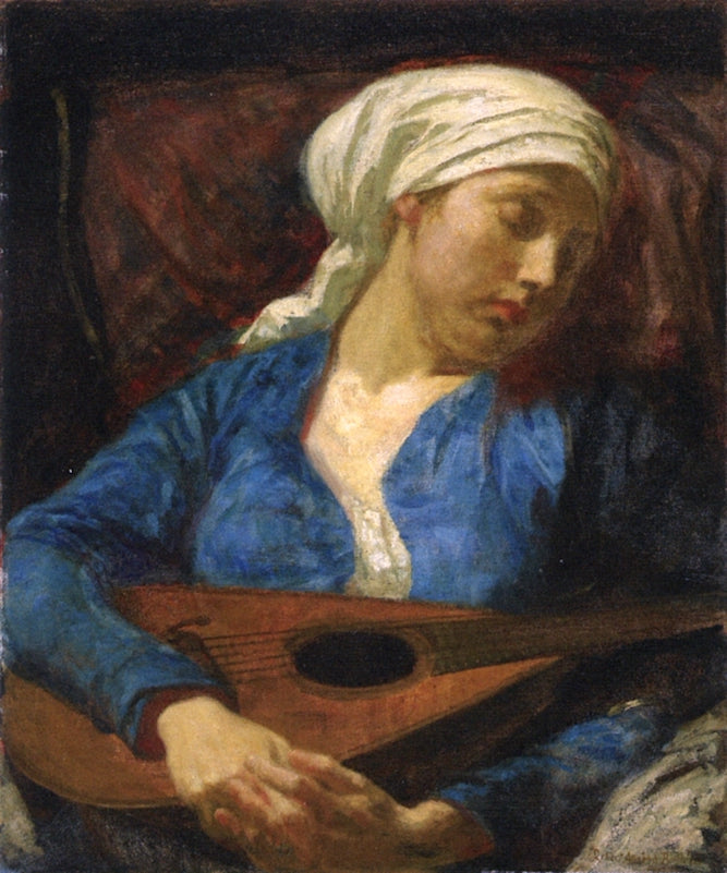 The Mandolin Player, vintage artwork by Robert Anning Bell, 12x8" (A4) Poster