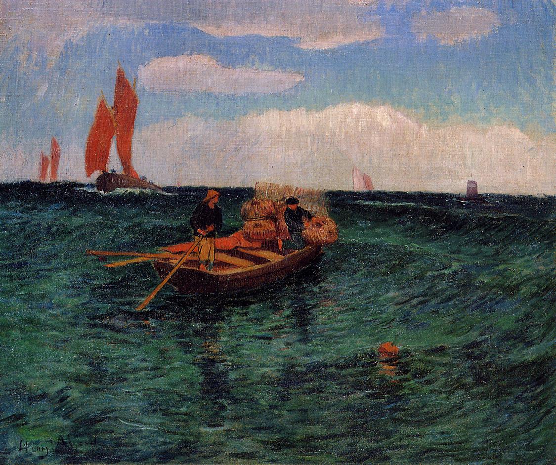 The Breton Sea, vintage artwork by Henry Moret, 12x8" (A4) Poster