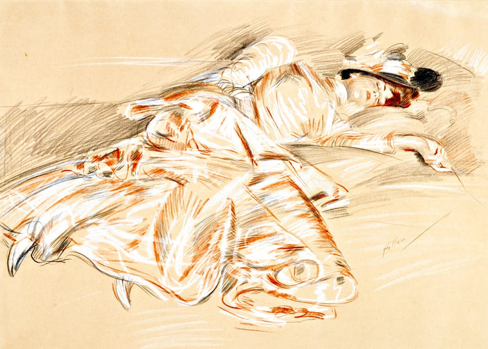 Young Girl Sleeping by Paul Cesar Helleu,A3(16x12