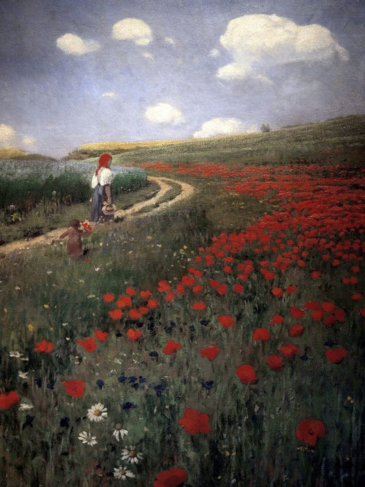 Poppies in Field, vintage artwork by Pal Szinyei-Merse, 12x8" (A4) Poster