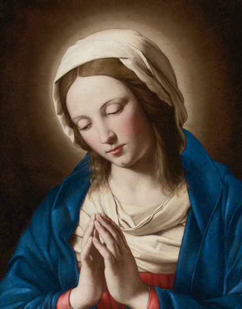 The Virgin Praying, vintage artwork by Giovanni Salvi da Sassoferrato, 12x8" (A4) Poster