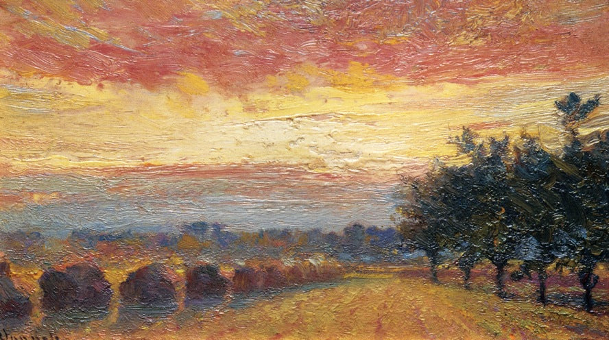 Haystacks under a Rainy Sky by Robert Vonnoh,A3(16x12")Poster