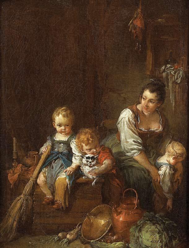 The Beautiful Village Girl, vintage artwork by François Boucher, 12x8" (A4) Poster